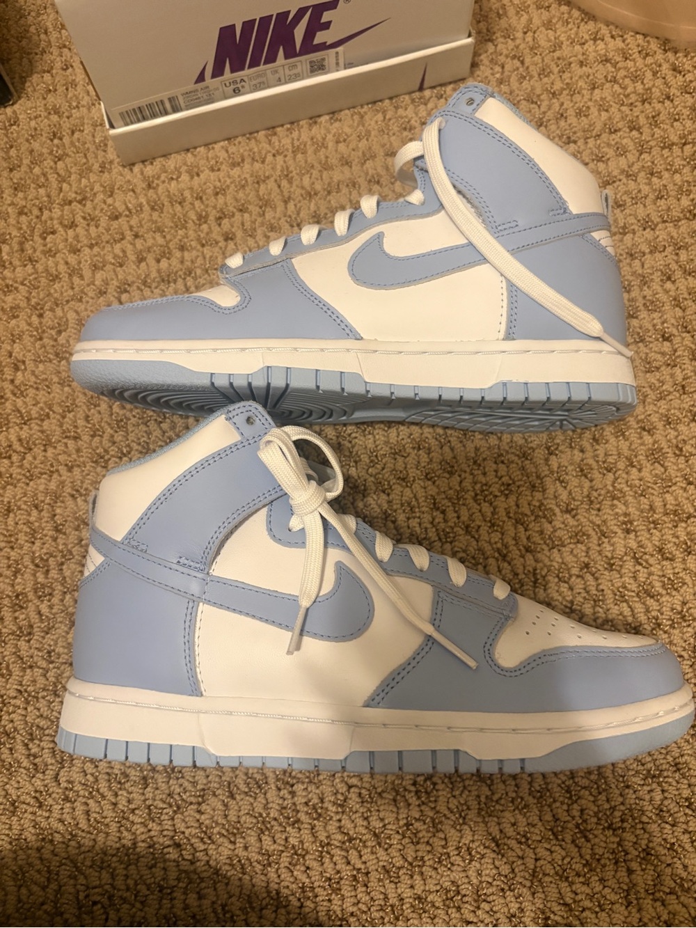Nike Women’s High-Top Sneakers in White and Light Blue
